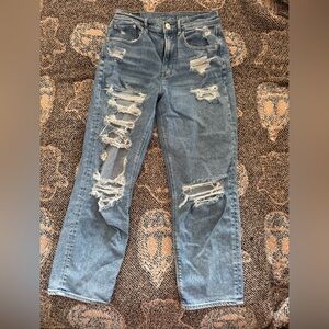 American Eagle Outfitters Blue Distressed Flare Jeans